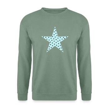 Pastellblauer Polka-Punkt-Stern - Unisex Pullover - Graugrün - Vorne