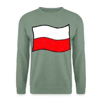 Handgezeichnete polnische Flagge - Unisex Pullover - Graugrün - Vorne
