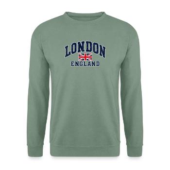 London - England - Union Jack - Vintage - Unisex Pullover - Graugrün - Vorne