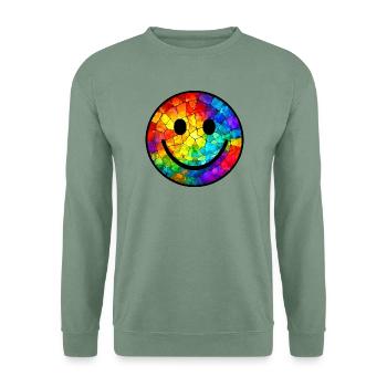 Smiling Face Rainbow - Unisex Pullover - Graugrün - Vorne