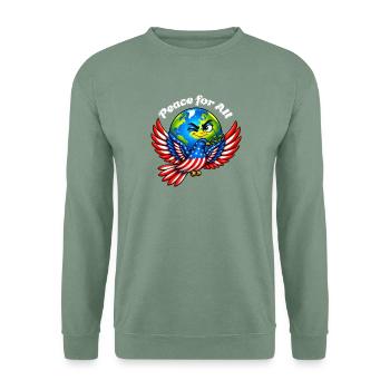 Frieden für alle – USA - Unisex Pullover - Graugrün - Vorne