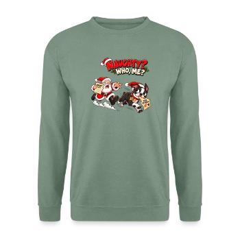 Frech? Wer, ich? Boston Terrier Weihnachten - Unisex Pullover - Graugrün - Vorne