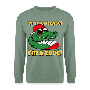 Krokodilhexe, bitte - Unisex Pullover - Graugrün - Vorne