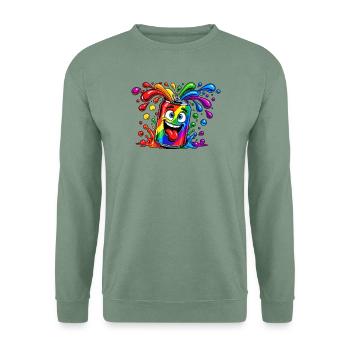 Regenbogen Dose Spaß - Unisex Pullover - Graugrün - Vorne