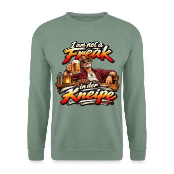 Kneipenheld mit Bierliebhaber-Style - Unisex Pullover - Graugrün - Vorne