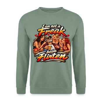 Ich bin kein Freak beim Feiern - Unisex Pullover - Graugrün - Vorne