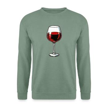 Rotweinglas Illustration - Unisex Pullover - Graugrün - Vorne
