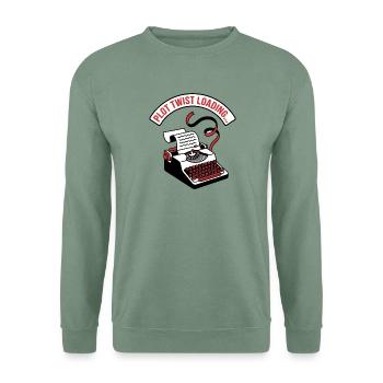 Plot Twist Laden – Bücherliebhaber-Leser-Abzeichen - Unisex Pullover - Graugrün - Vorne