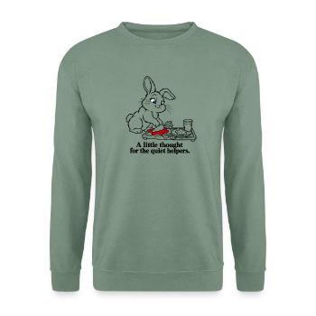 Christmas Rabbit legt eine Karotte für das Rentier zurück - Unisex Pullover - Graugrün - Vorne