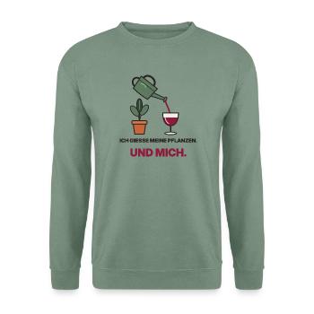 Gießen mit Wein und Grün - Unisex Pullover - Graugrün - Vorne