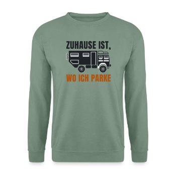 Zuhause ist, wo ich parke – Offroad Spruch - Unisex Pullover - Graugrün - Vorne