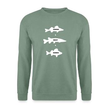 zander-hecht-barsch_weiss - Unisex Pullover - Graugrün - Vorne