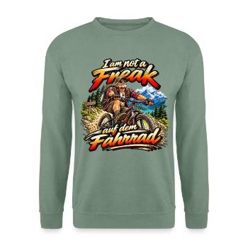 Ich bin kein Freak auf dem Fahrrad - Unisex Pullover - Graugrün - Vorne