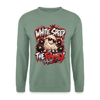 White Sheep of the Family – Funny Black Sheep Desi - Unisex Pullover - Graugrün - Vorne
