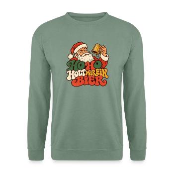 Ho Ho Holt mir ein Bier Weihnachtsmann Shirt - Unisex Pullover - Graugrün - Vorne