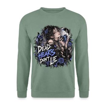 Dead Hearts Don't Lie – Gothic Anime Girl - Unisex Pullover - Graugrün - Vorne