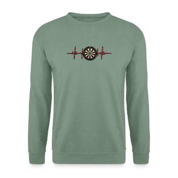 Herzschlag trifft Dartboard - Unisex Pullover - Graugrün - Vorne