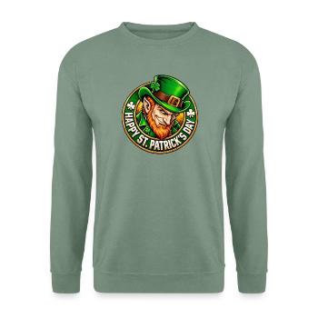 Grüner Leprechaun Charme - Unisex Pullover - Graugrün - Vorne