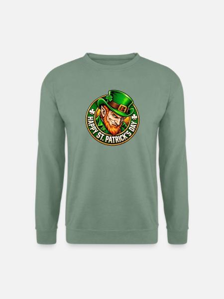 Grüner Leprechaun Charme - Unisex Pullover - Graugrün