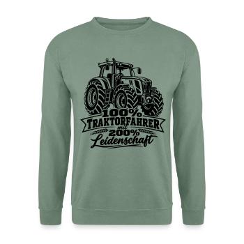 Traktor , Traktofahrer Leidenschaft - Unisex Pullover - Graugrün - Vorne