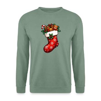 Festlicher Weihnachtssocken mit Teddy - Unisex Pullover - Graugrün - Vorne