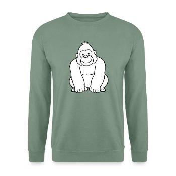 Gorilla Konturzeichnung - Unisex Pullover - Graugrün - Vorne