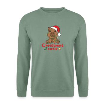 Capybara Weihnachten Capybaras Christmas Cutie - Unisex Pullover - Graugrün - Vorne