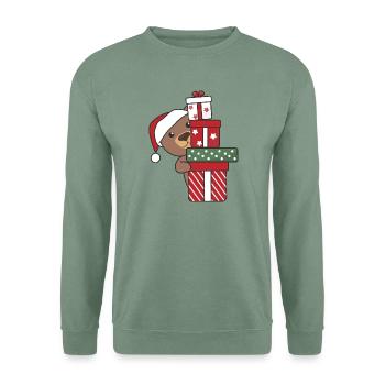 Bär Weihnachten Geschenk Winter Tiere Bären - Unisex Pullover - Graugrün - Vorne
