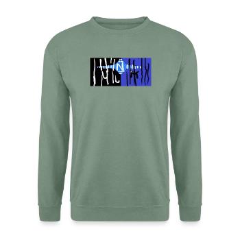 Straßenreflexionen Blau-Schwarz - Unisex Pullover - Graugrün - Vorne