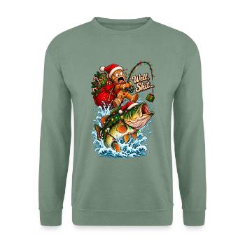Well Shit Gingerbread Fishing Christmas Bass Humor - Unisex Pullover - Graugrün - Vorne