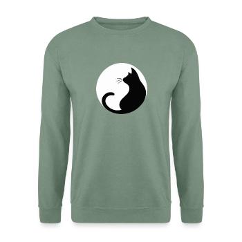 schwarze Katze - Unisex Pullover - Graugrün - Vorne