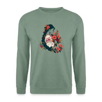 Ukrainerin mit Zopf - Unisex Pullover - Graugrün - Vorne