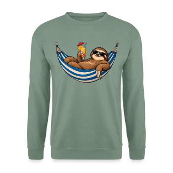 Hängematten-Feiertagsfaultier - Unisex Pullover - Graugrün - Vorne