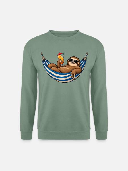 Hängematten-Feiertagsfaultier - Unisex Pullover - Graugrün
