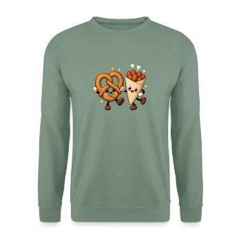 Brezel Gebrannte Mandeln Kawaii Tanz T-Shirt - Unisex Pullover - Graugrün - Vorne