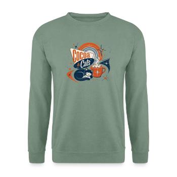 Kakao & Katzen Retro - Unisex Pullover - Graugrün - Vorne