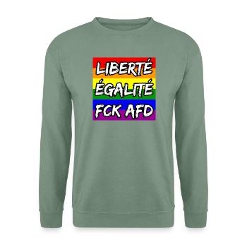 LIBERTÉ ÉGALITÉ FCK AFD REGENBOGEN FCK NZS, NO NZS - Unisex Pullover - Graugrün - Vorne