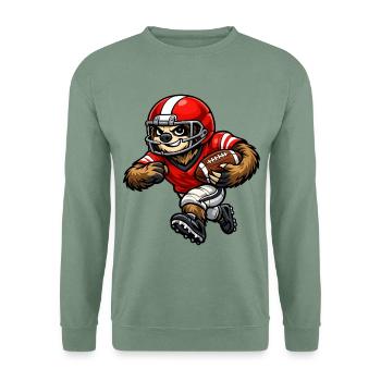 Faultier als Footballspieler – Entspannt zum Touch - Unisex Pullover - Graugrün - Vorne