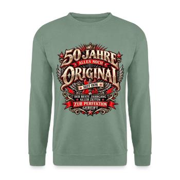 50 Jahre Jahrgang 1976 – Gereift zur Perfektion - Unisex Pullover - Graugrün - Vorne