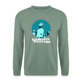 Gangsta Puffins - Unisex Pullover - Graugrün - Vorne