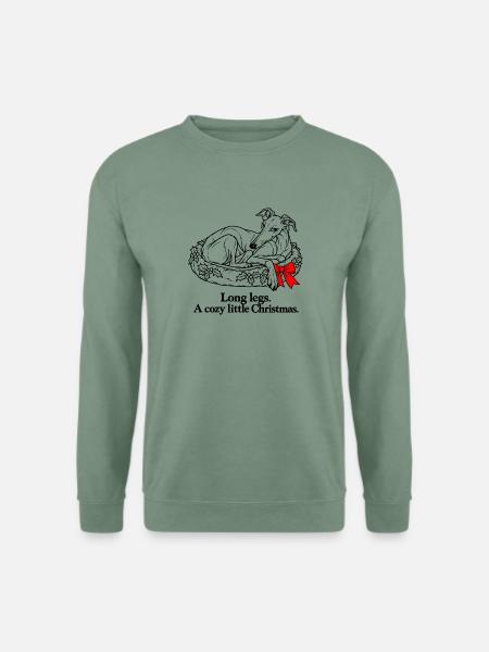 Gemütlicher Windhund zusammengerollt zu Weihnachten - Unisex Pullover - Graugrün