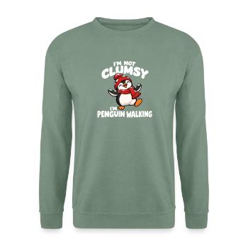 Pinguin watschlen Winter Cartoon Spruch - Unisex Pullover - Graugrün - Vorne