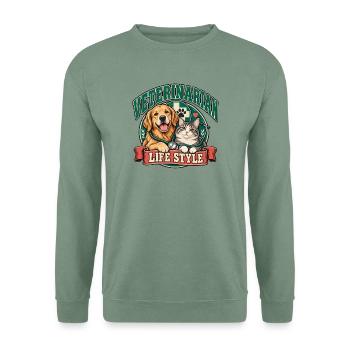 Tierarzt-Lebensstil-Hund-Katzen-Duo - Unisex Pullover - Graugrün - Vorne