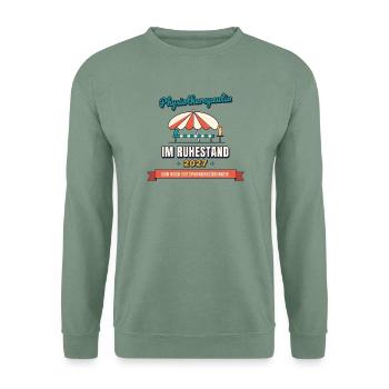 Physiotherapeutin Rente 2027 – Entspannungsübungen - Unisex Pullover - Graugrün - Vorne
