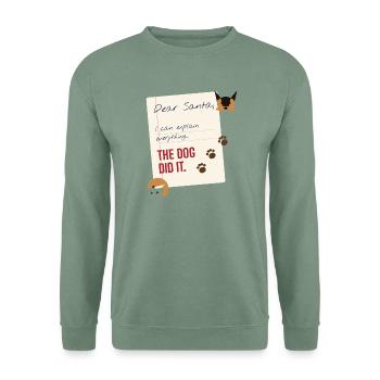 Lieber Weihnachtsmann, der Hund hat es geschafft, lustiger Weihnachtspullover - Unisex Pullover - Graugrün - Vorne
