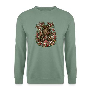 Weihnachtsleshy-Slawischer Waldgeist-Design - Unisex Pullover - Graugrün - Vorne