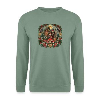Weihnachts-Baba-Jaga-Slawische Hexen-Folklore - Unisex Pullover - Graugrün - Vorne