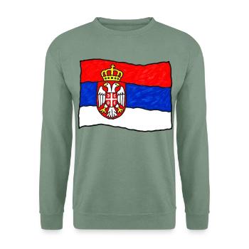 Serbische Flagge als Kinderzeichnung - Unisex Pullover - Graugrün - Vorne