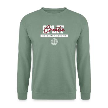 Split Kroatien Koordinaten Reise Souvenir - Unisex Pullover - Graugrün - Vorne