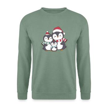 Frohe Pinguin-Weihnachtsfeiertage - Unisex Pullover - Graugrün - Vorne